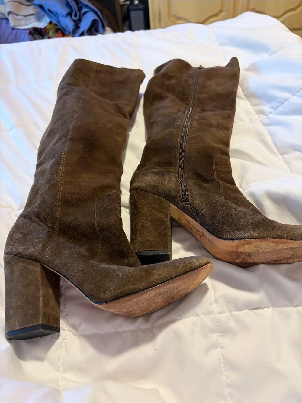 BETTYE MULLER. 7.5 Brown Suede Over-the-Knee Block Heel Boots
